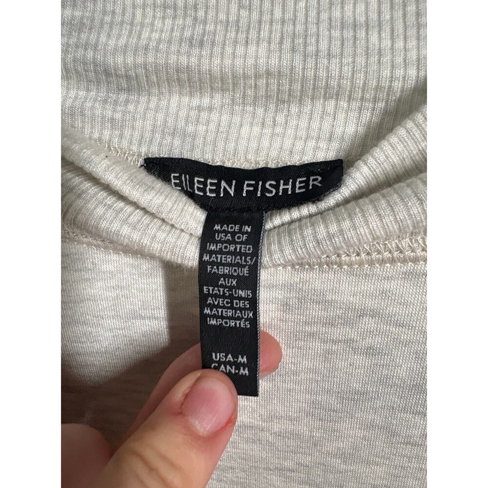 Eileen Fisher Sweatshirt Womens Medium Light Grey Tencel Lyocell Blend Melange - Picture 4 of 6